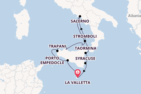 Westelijke Middellandse Zee vanaf La Valletta, Malta met de Le Boréal