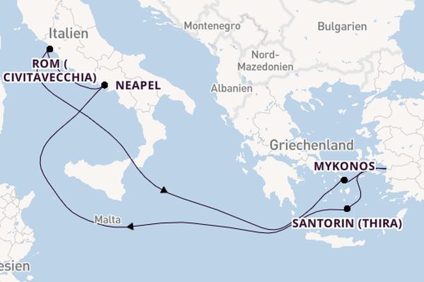 Mittelmeer ab Kuşadası (Ephesus), Türkei auf der MSC Divina