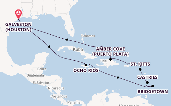 Karibik ab Galveston (Houston), USA auf der Carnival Dream