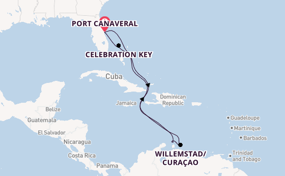 Caribbean from Port Canaveral, Florida, USA with the Carnival Festivale