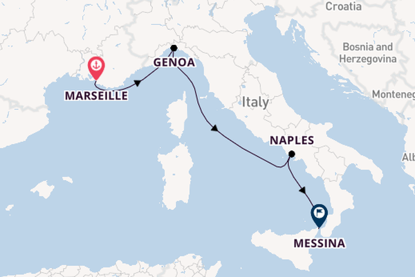 Western Mediterranean from Marseille, France with the MSC World Europa
