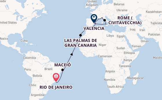 Transatlantic from Rio de Janeiro, Brazil with the MSC Musica