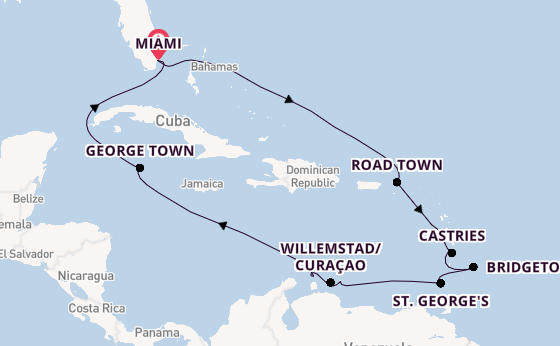 Caribbean from Miami, Florida, USA with the Seven Seas Prestige