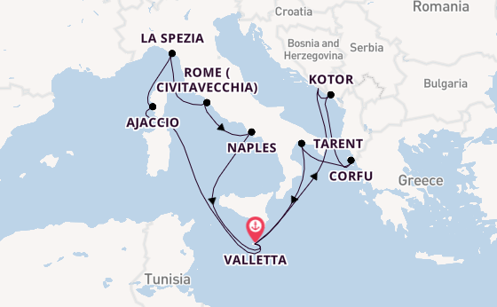 Mediterranean Sea from Valletta, Malta with the Azura