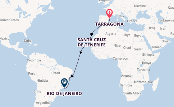 trans-Atlantisch vanaf Tarragona, Spanje met de MSC Divina
