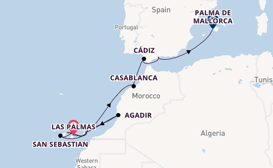 Canarische Eilanden vanaf Las Palmas, Gran Canaria, Spanje met AIDAblu