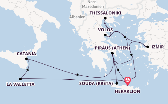 Östliches Mittelmeer ab Heraklion, Griechenland auf der Mein Schiff 5