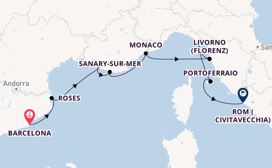Westliches Mittelmeer ab Barcelona, Spanien auf der Azamara Onward