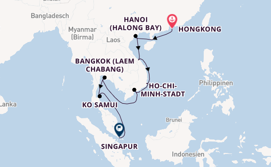Südostasien ab Hongkong, China auf der Nautica