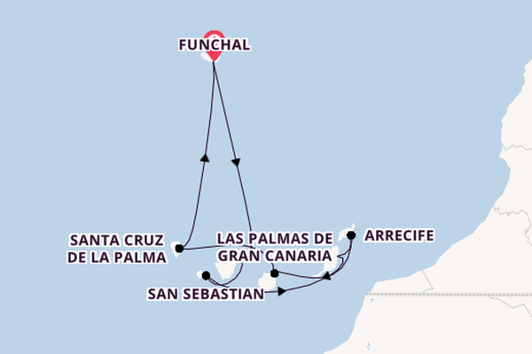 Canary Islands from Funchal, Madeira, Portugal with the Costa Fortuna