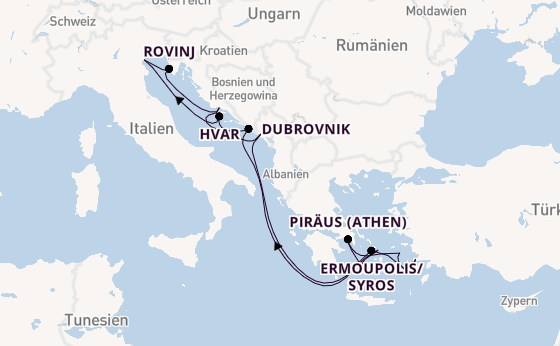 Östliches Mittelmeer ab Fusina (Venedig) auf der EXPLORA II