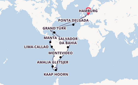 trans-Atlantisch vanaf Hamburg, Duitsland met de Queen Anne