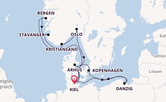 Norwegen ab Kiel, Deutschland auf AIDAperla
