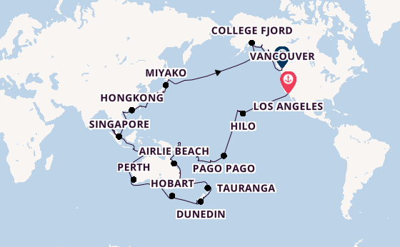 Transpacifisch vanaf Los Angeles, Verenigde Staten met de Coral Princess