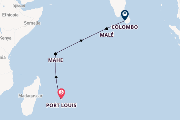 India and Indian Ocean from Port Louis, Mauritius with the Luminara