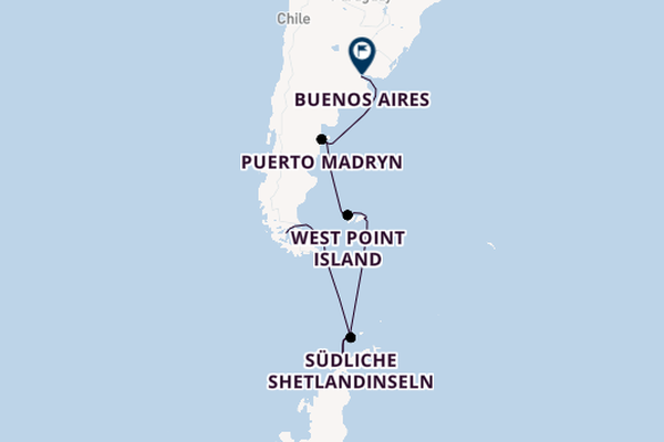 Südamerika ab Punta Arenas, Chile auf der MS Fram
