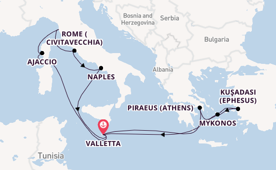 Mediterranean from Valletta, Malta with the Azura