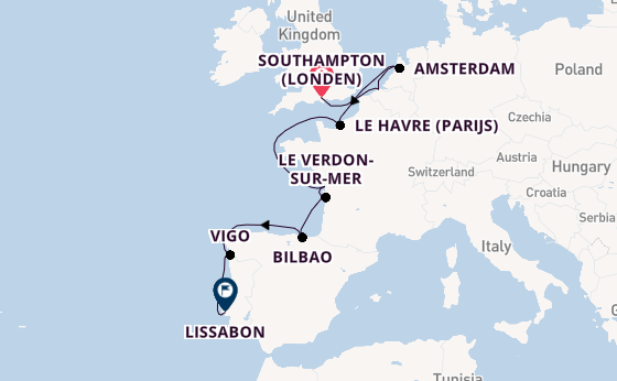 Engeland vanaf Southampton (Londen), Engeland met de Norwegian Star
