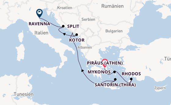 Östliches Mittelmeer ab Piräus (Athen), Griechenland auf der Celebrity Eclipse