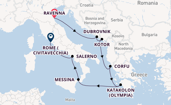 Mediterranean Sea from Ravenna, Italy with the Norwegian Gem