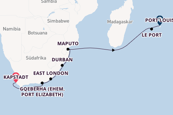 Südafrika ab Kapstadt, Südafrika auf AIDAstella