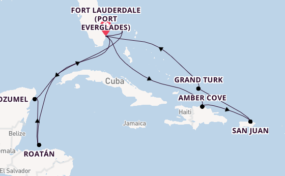 Caribbean from Fort Lauderdale (Port Everglades), Florida with the Sun Princess