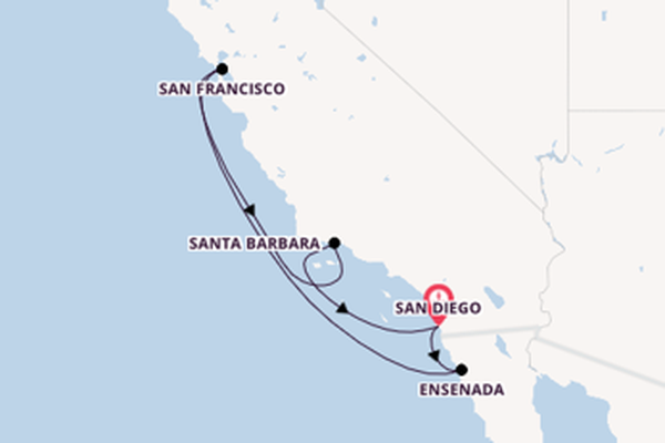 Amerikaanse Westkust vanaf San Diego, Verenigde Staten met de Koningsdam
