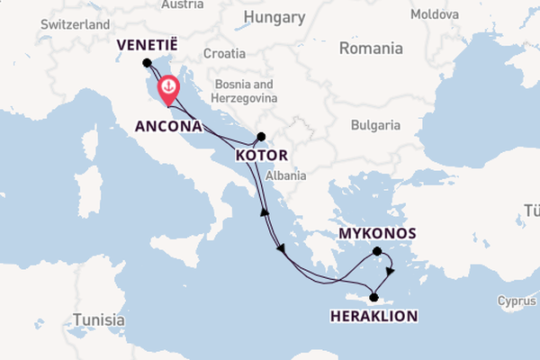 Middellandse Zee vanaf Ancona, Italië met de MSC Lirica