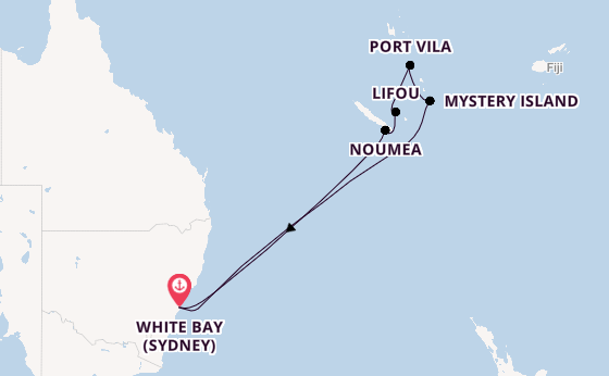 Zuidelijke Stille Oceaan vanaf White Bay (Sydney), Australia met de Carnival Adventure