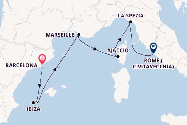 Western Mediterranean from Barcelona, Spain with the Sun Princess