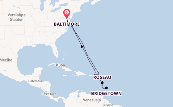 Karibik ab Baltimore, USA auf der Carnival Miracle