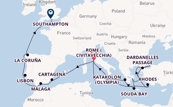 Mediterranean Sea from Rome (Civitavecchia), Italy with the Queen Victoria
