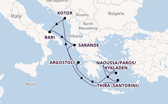 Oostelijke Middellandse Zee vanaf Athene (Piraeus), Griekenland met de EXPLORA II