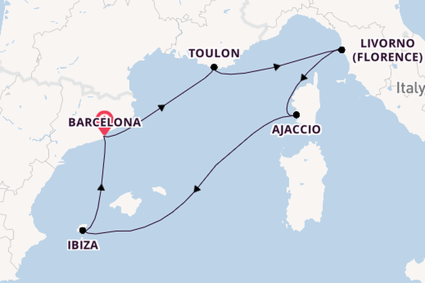 Tuscany, Corsica & Ibiza with Barcelona Stay