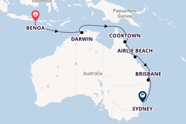 Australia from Bali (Benoa), Indonesia with the Azamara Pursuit