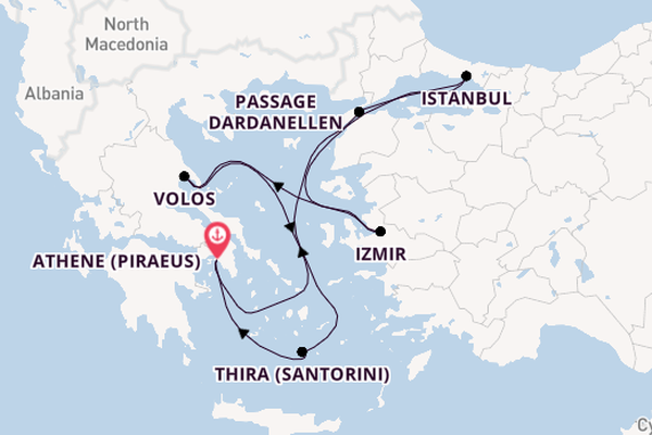 Oostelijke Middellandse Zee vanaf Athene (Piraeus), Griekenland met de Costa Pacifica