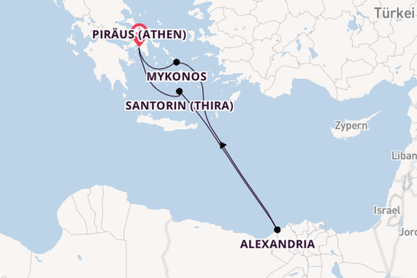 Östliches Mittelmeer ab Piräus (Athen), Griechenland auf der Celebrity Infinity