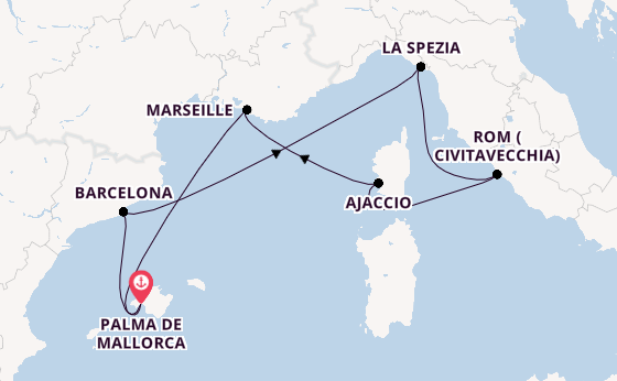 Westliches Mittelmeer ab Palma de Mallorca, Spanien auf der Mein Schiff Flow