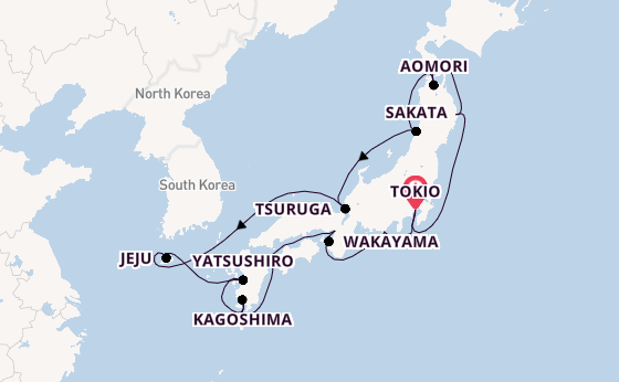 Japan vanaf Tokio, Japan met de Diamond Princess