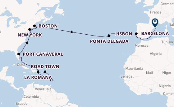 Transatlantic from La Romana, Dominican Republic with the Costa Fascinosa