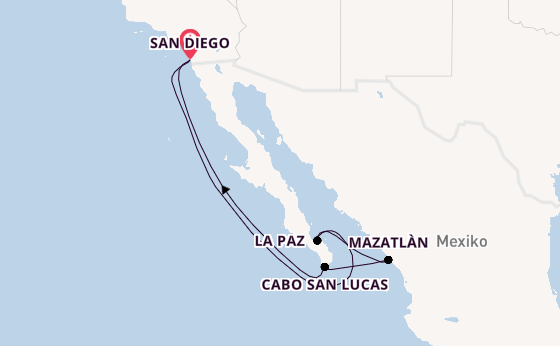 Mexikanische Riviera ab San Diego, USA auf der Zuiderdam