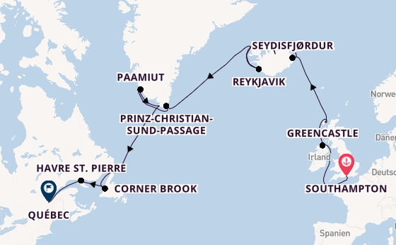 Transatlantik ab Southampton, Großbritannien auf der Explora III