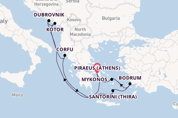 Eastern Mediterranean from Piraeus (Athens), Greece with the Scarlet Lady