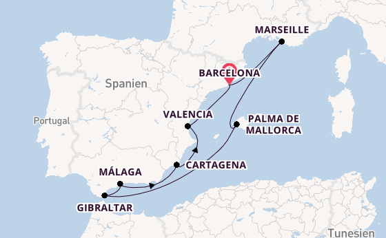 Westliches Mittelmeer ab Barcelona, Spanien auf der Silver Ray