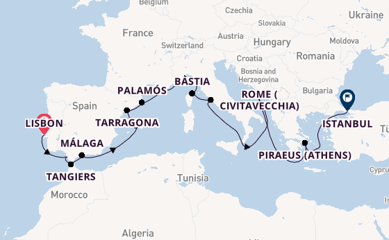 Mediterranean from Lisbon, Portugal with the Seven Seas Splendor