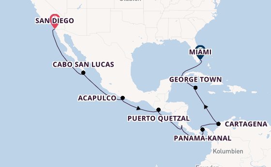 Mittelamerika ab San Diego, USA auf der Norwegian Star