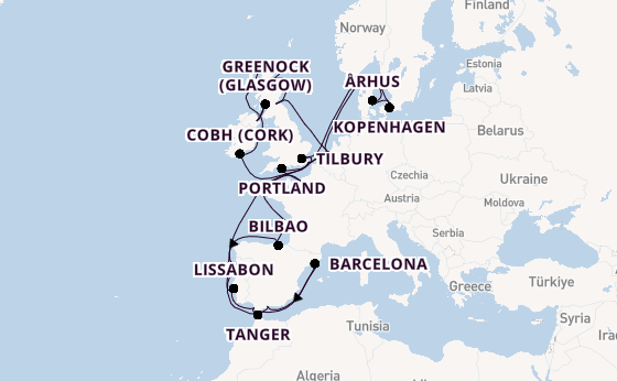 Britse Eilanden vanaf Londen/Dover, Groot-Brittannië met de Nieuw Statendam