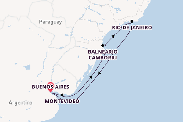 South America from Buenos Aires, Argentina with the Costa Serena
