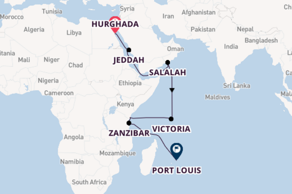 Indische Oceaan vanaf Hurghada, Egypte met de Amera