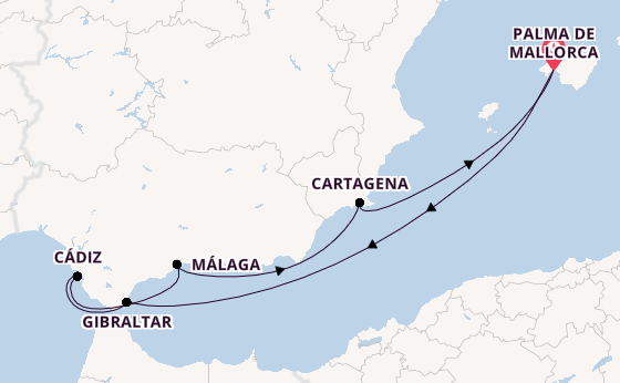 Westliches Mittelmeer ab Palma de Mallorca, Spanien auf der Mein Schiff 2